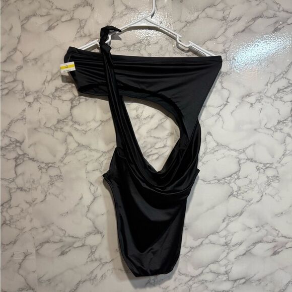 NEW Good American Side Tie Cuout One-Piece Swimsuit in Black Size 3 = L - Picture 5 of 10